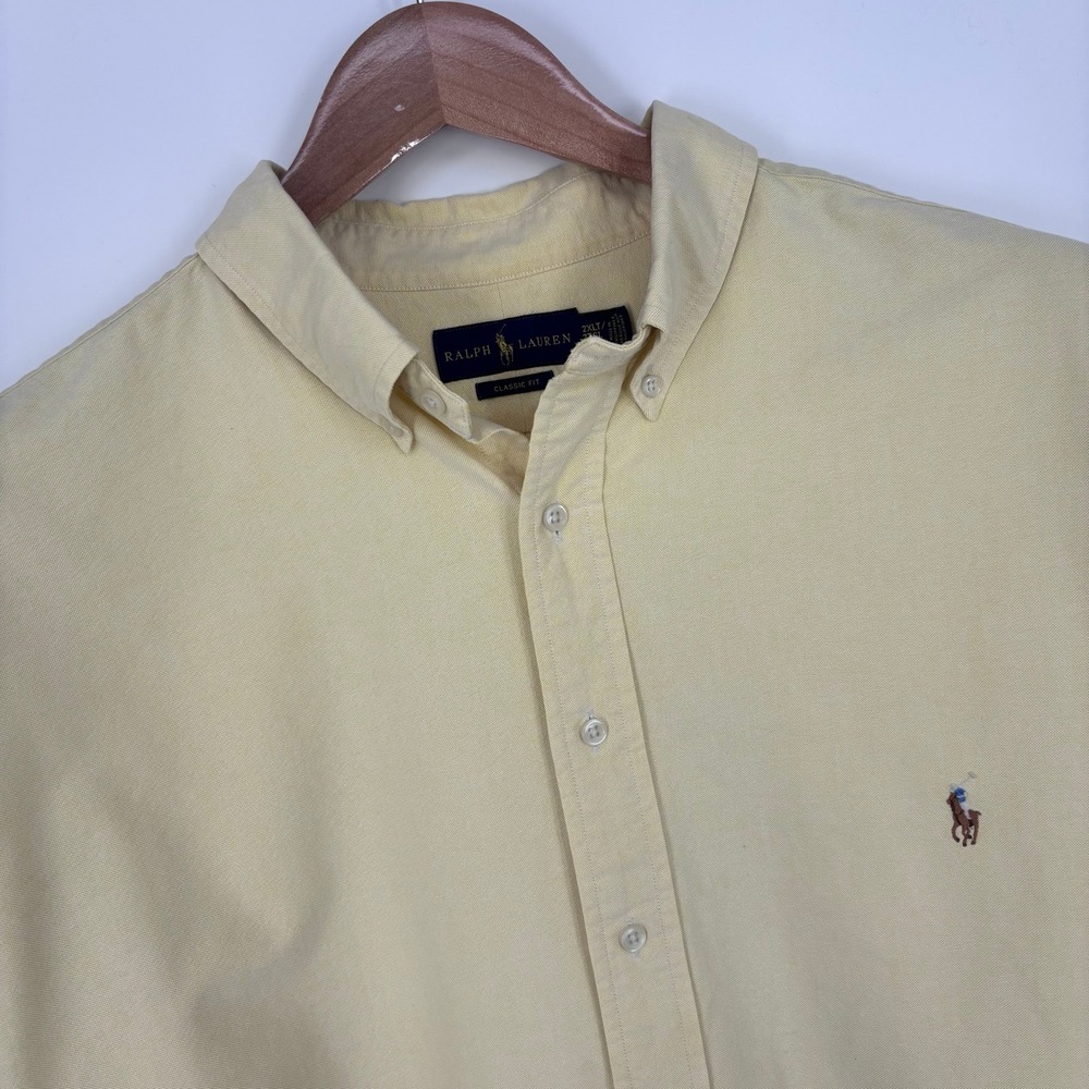 Polo Ralph Lauren Oxford Shirt Mens 2XLT Yellow Heavyweight Flesh Pony *FLAW